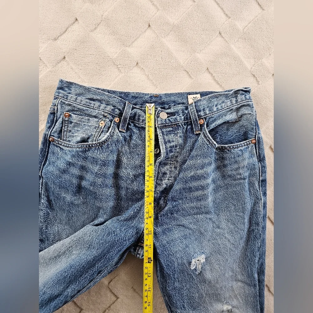 Levi's 501 White Oak Denim Slim Straight Leg Jean Mens 32x28 Distressed